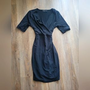 VGUC Apt. 9 Black Faux Wrap Midi Black Dress, Size Small